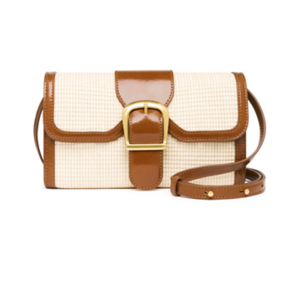 Rylan Woven Raffia & Leather- convertible Shoulder/ Crossbody/Clutch Bag